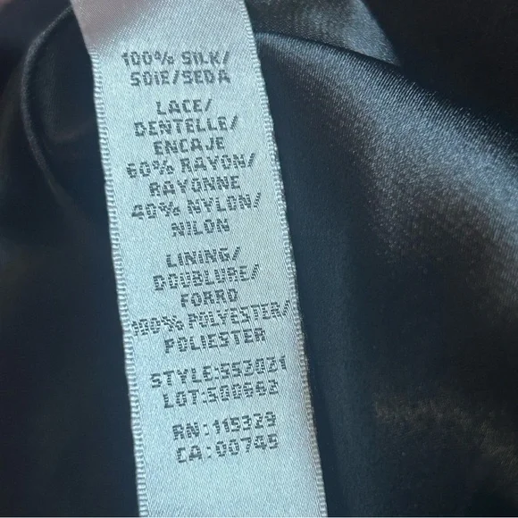 Badgley Mischka black beaded lace short sleeve silk formal evening gown 8 NWOT - Picture 12 of 17